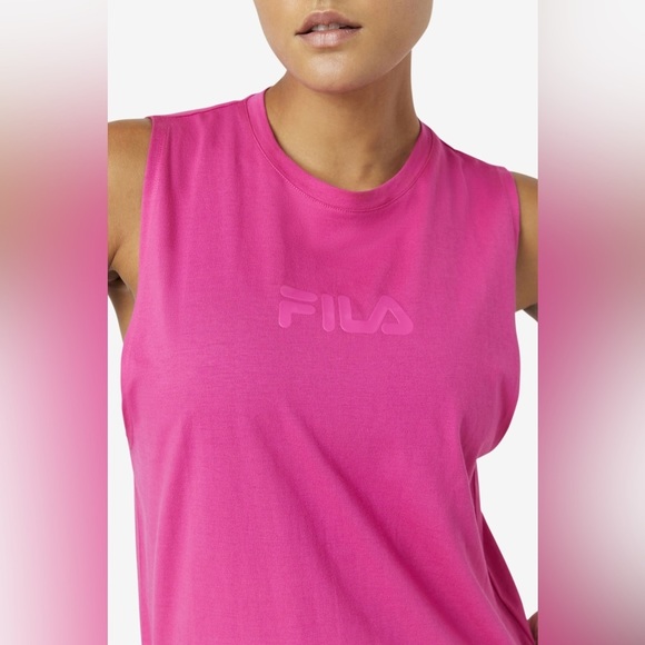 Fila Muscle Tee Women’s Size XL Pink Glow Cotton Sleeveless Relaxed Tank Diella - Picture 5 of 12